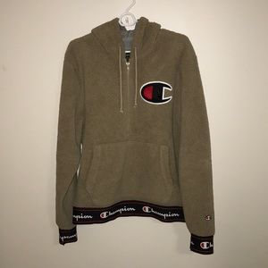 Champion Sherpa Pullover Hoodie in Khaki